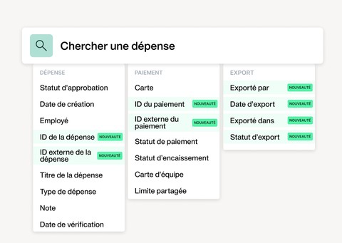 Contrôle granulaire des données d'exportation des frais professionnels